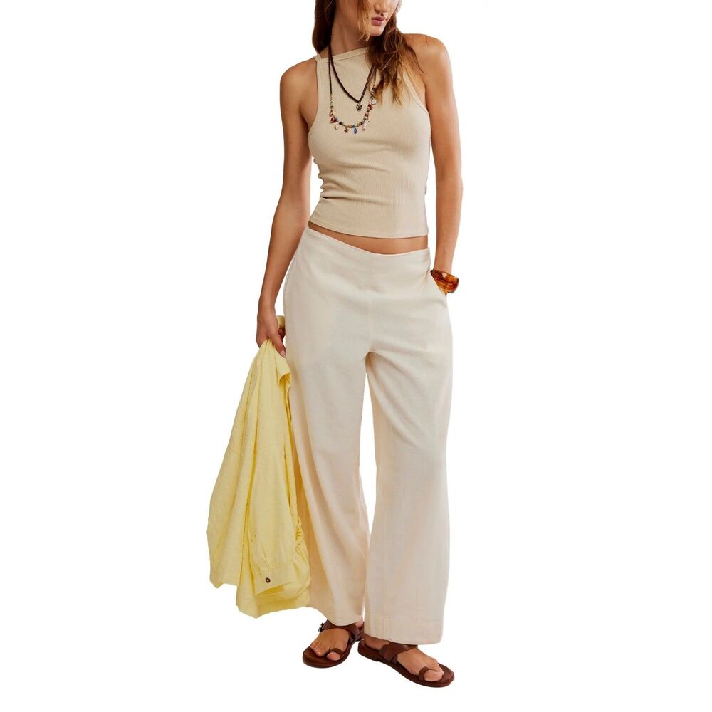 Free People Demi Wide Leg Linen Blend Pants Size XS NWOT